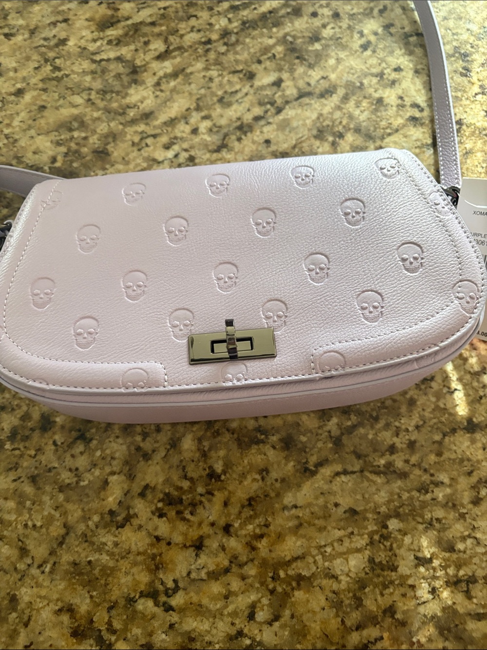 Betsey Johnson Lilac Embossed Skull Crossbody Bag